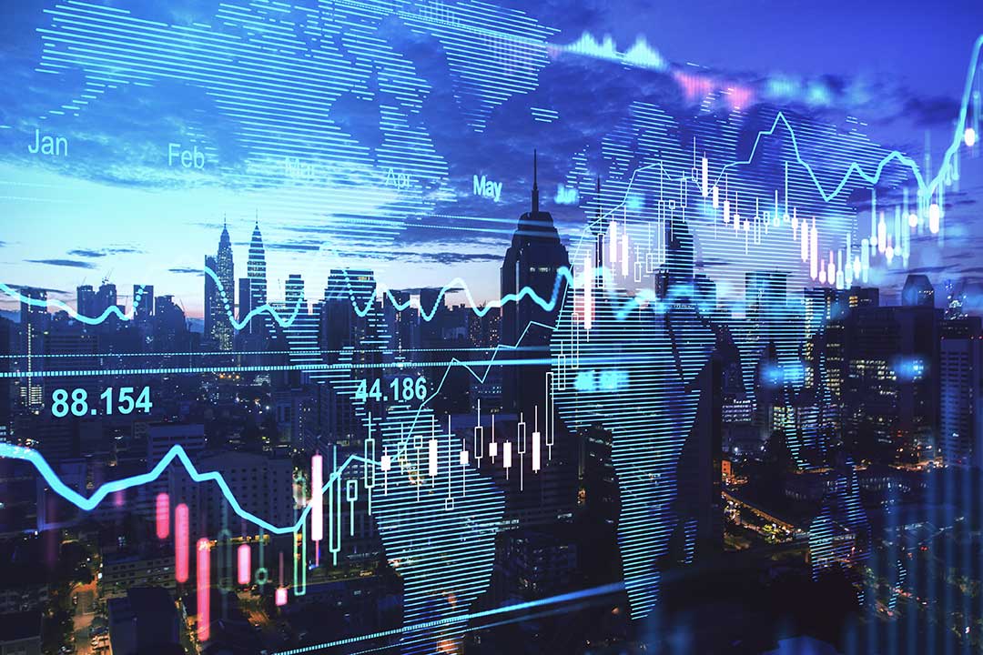 cityscape with trade market concept